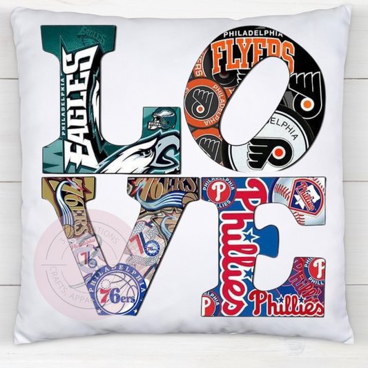 Philly teams Love 14 by 14 inch pillow