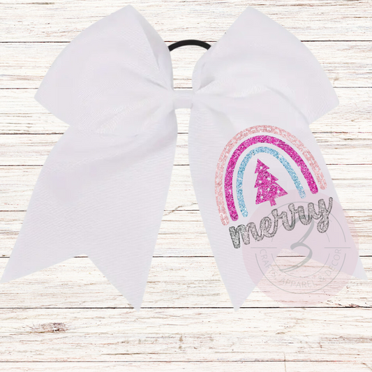 Merry Faux Glitter Ponytail Bow