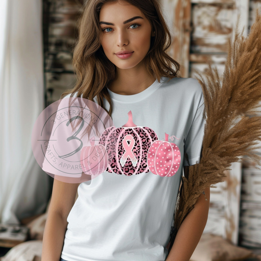 Breast Cancer Leopard Pumpkins Graphic Tee