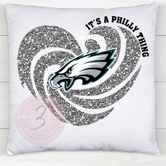 Glitter Eagles Heart 14 by 14 inch pillow