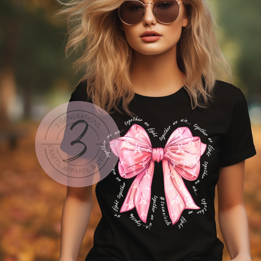 Breast Cancer Awareness Coquette Ribbon Graphic Tee