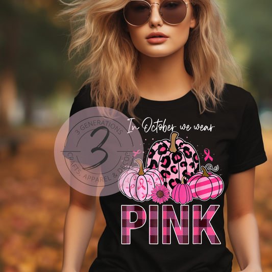 Breast Cancer Awareness Leopard and Plaid Pumpkin Graphic Tee