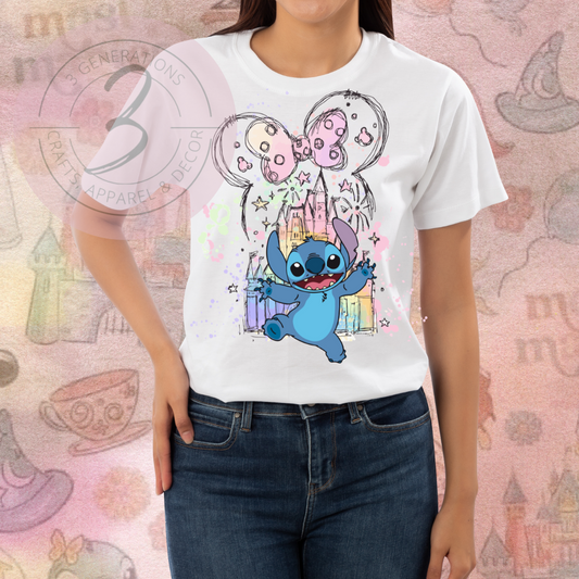 Stitch Watercolor Castle Graphic Tee