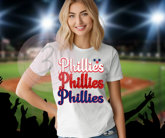 Phillies Faux Glitter Graphic Tee (Multiple designs)