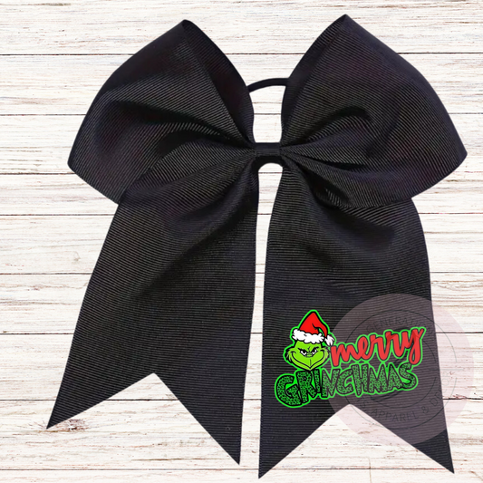 Merry Grinchmas Ponytail Bow