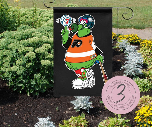 Phanatic with Philly Sports Garden Flag