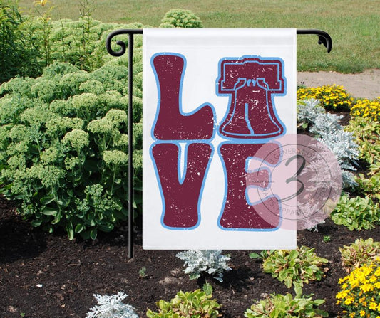 Love Distressed Bell Garden Flag
