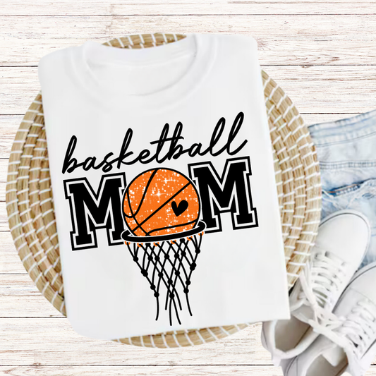 Basketball Mom Hearted Ball Graphic Tee
