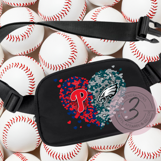 Phillies/Eagles Heart Adjustable Belt Bag
