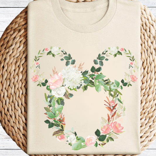 Floral Mickey Silhouette Graphic Tee