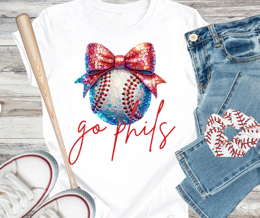 Go Phils Coquette Baseball Graphic Tee