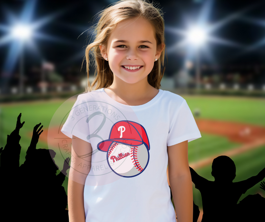 Phillies Hat on Ball Kids Graphic Tee