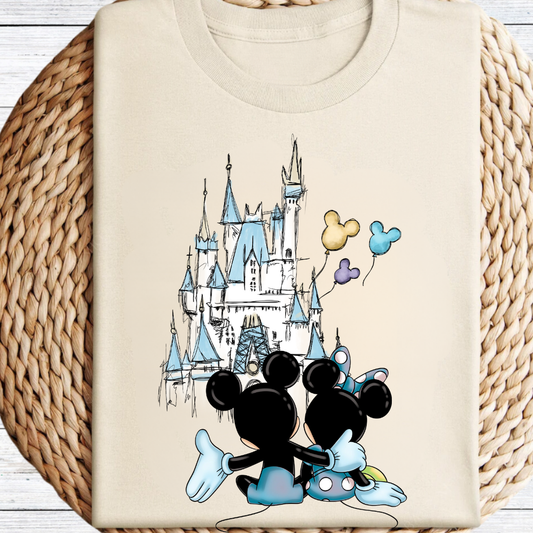 Mickey & Minnie Cuddle Castle Graphic Tee