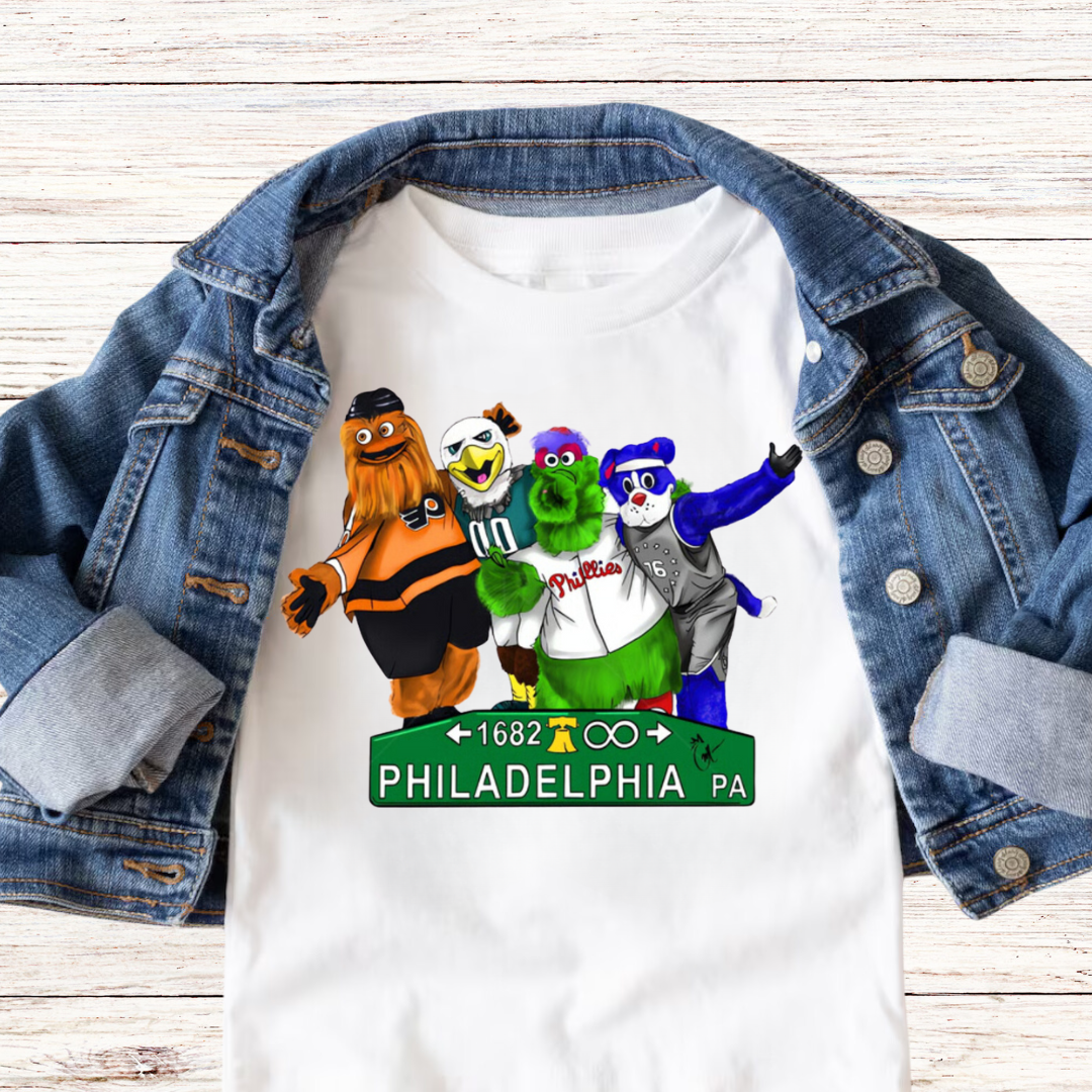 Philly Mascot with Street Sign Graphic Tee