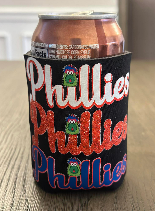 Phillies Glitter with Phanatic 12oz Drink Coozie
