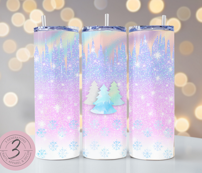 Pink Iridescent Trees Tumbler