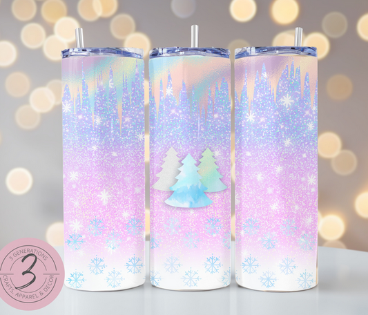 Pink Iridescent Trees Tumbler