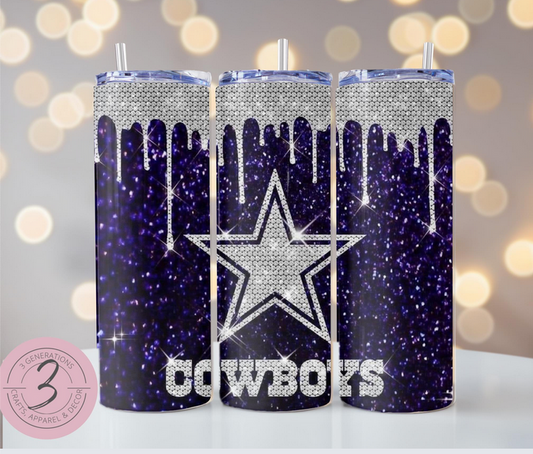 Cowboys glitter tumbler