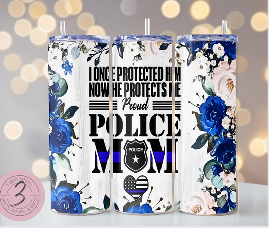 proud police mom tumbler