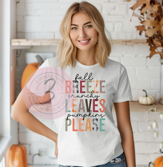 Fall Breeze Crunchy Leaves Graphic tee