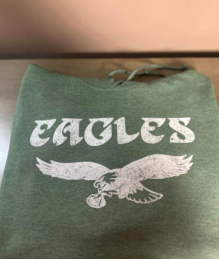 Vintage White Distressed Eagles Hoodie