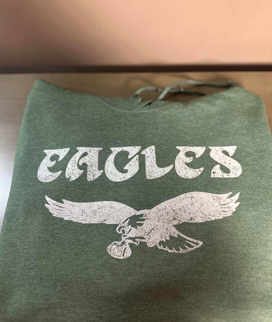 Vintage White Distressed Eagles Hoodie