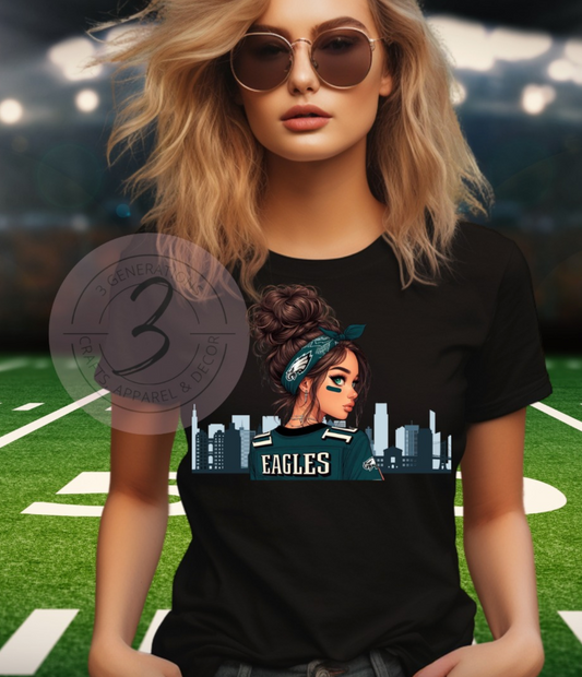 Eagles Girl Skyline Graphic Tee