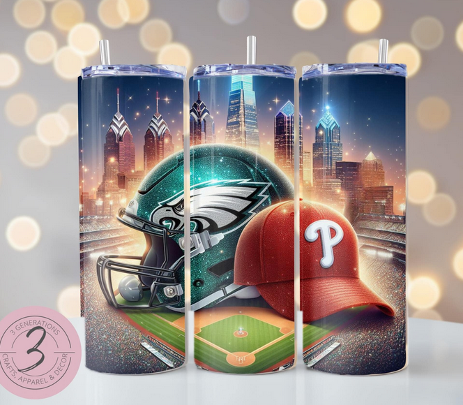 Eagles/Phillies Skyline Tumbler