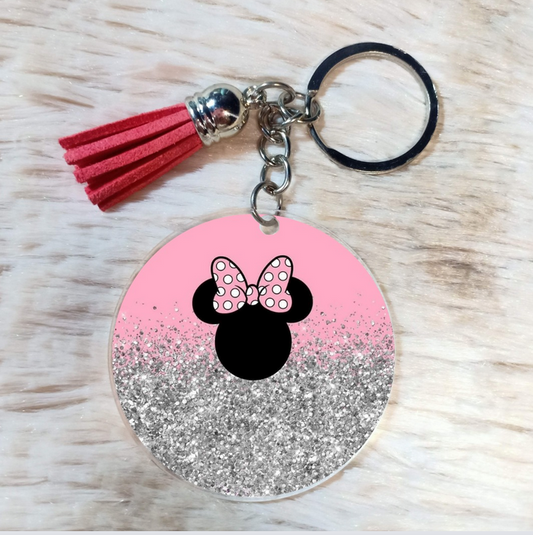 2" Minnie sparkle keychain