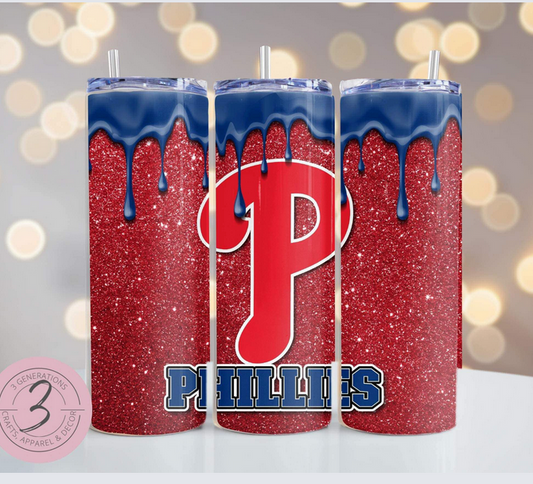 Phillies Glitter Drip Tumbler