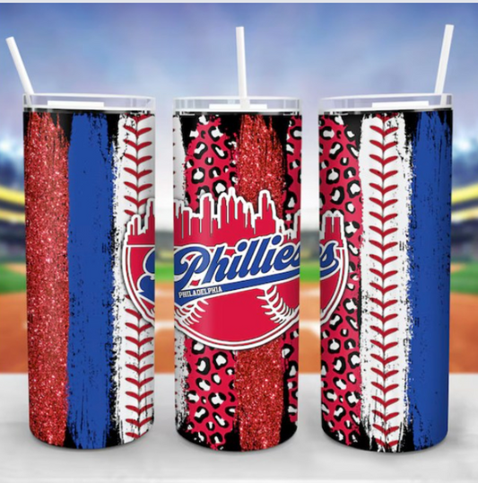 Phillies Glitter and Leopard  Tumbler