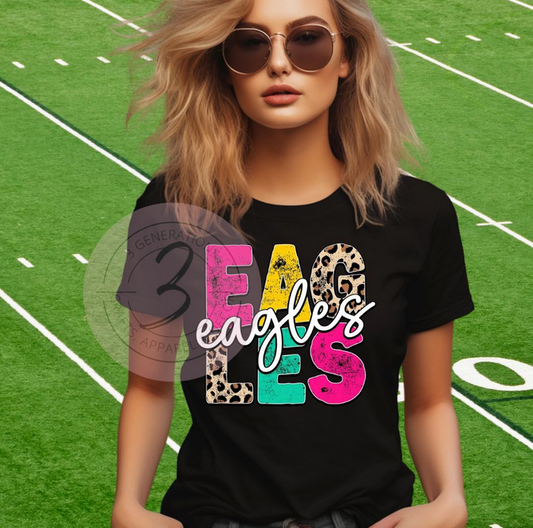 Eagles Leopard Letters Graphic Tee