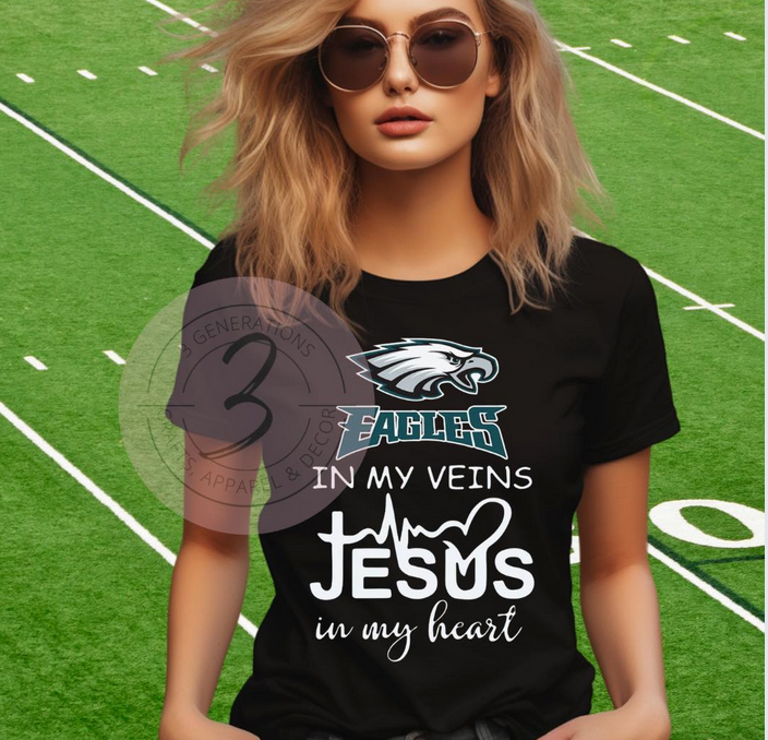 Eagles in my Veins Jesus in my heart Graphic Tee