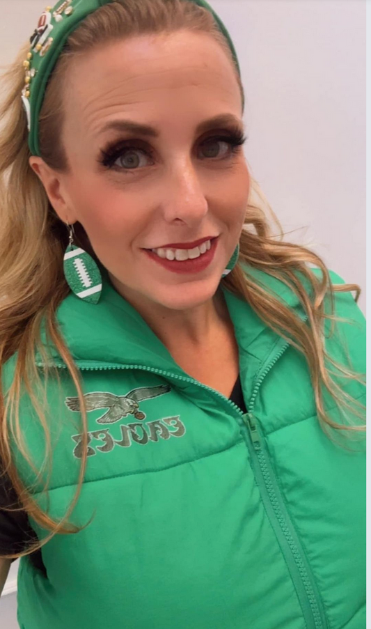 Kelly Green Bubble Vest with Vintage Eagles
