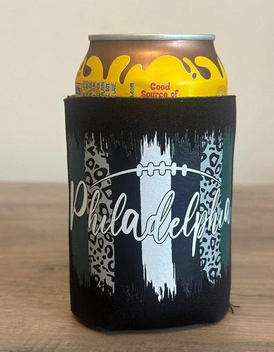 Distressed Philadelphia leopard 12oz Drink Coozie