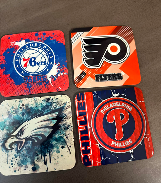 Set of 4 Philly sports coasters