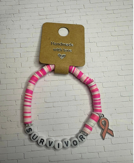 Survivor Pink Clay Beads Bracelet