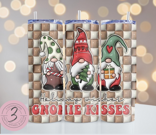 Holiday Wishes Gnome Kisses Tumbler