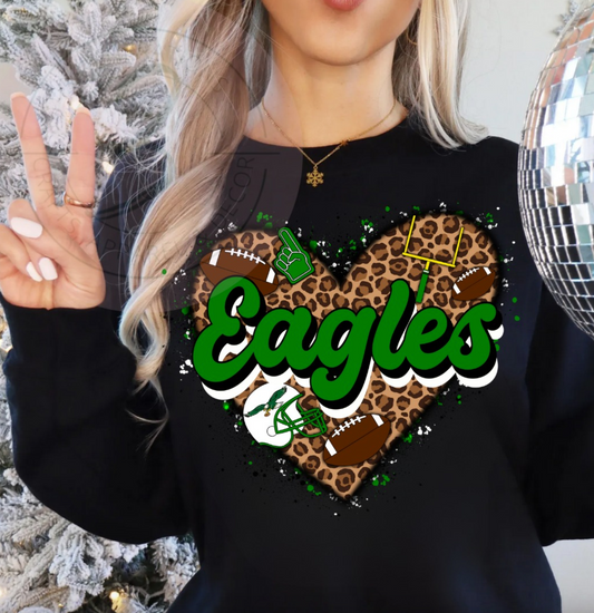 Leopard Heart with Kelly Green Crew Neck