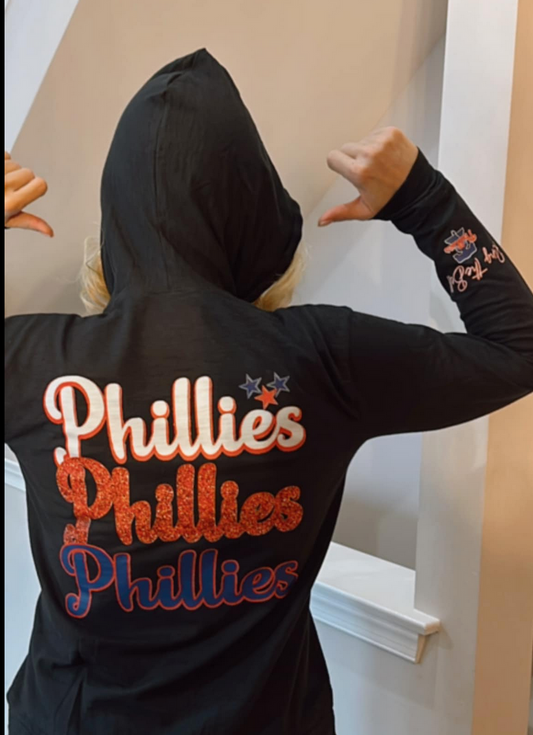 Phillies Lightweight Women's Slub Full Zip Hoodie