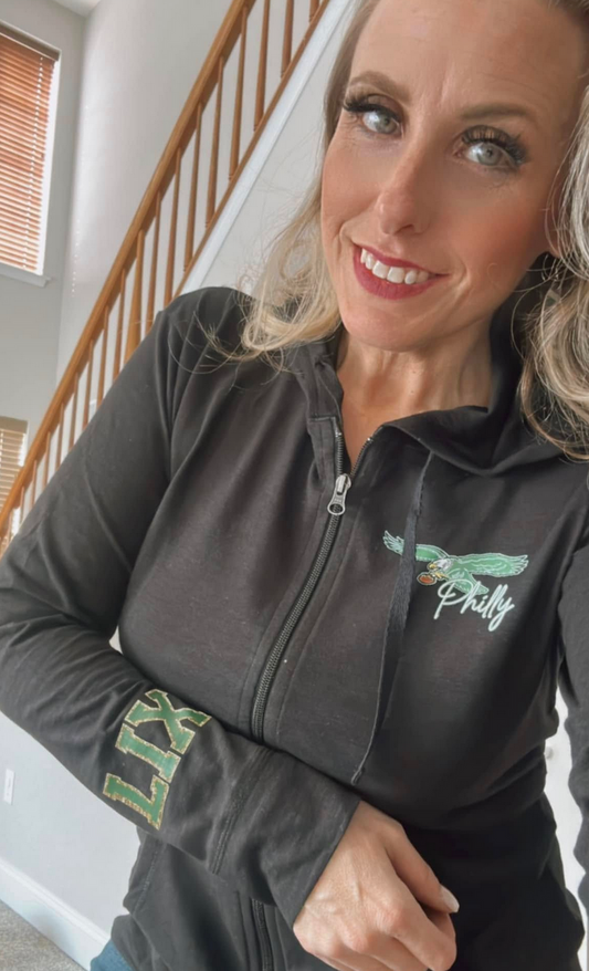Eagles Lightweight Women's Slub Full Zip Hoodie