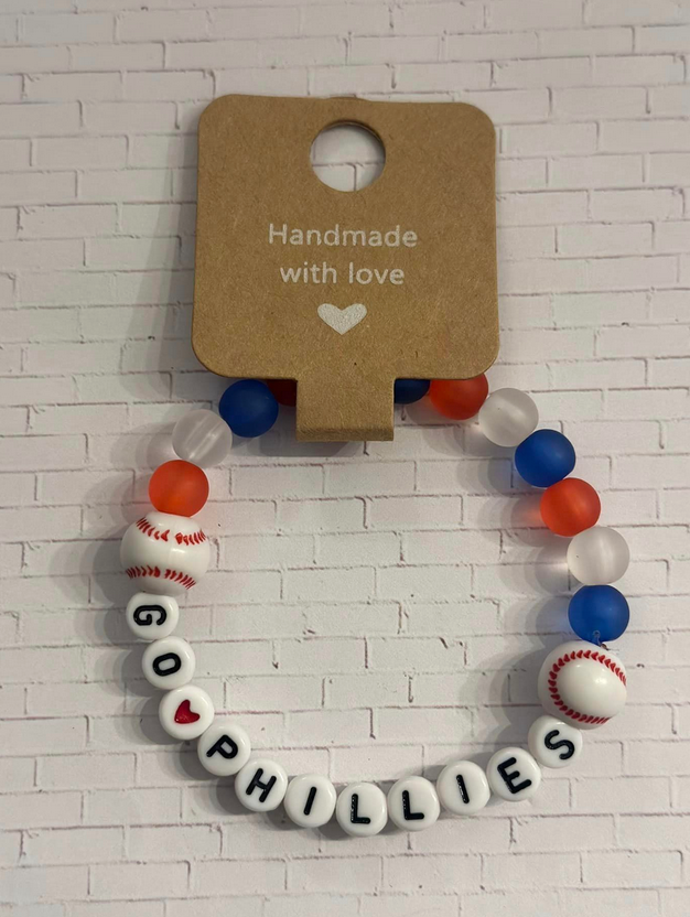 Go Phillies Frosted Bead Bracelet